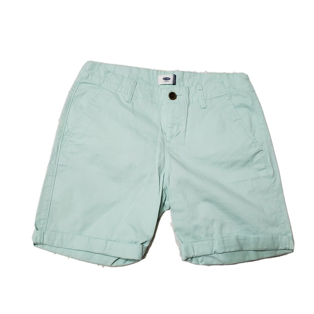 Old Navy Mom Chino Shorts Women's Size 4  Mid Rise Light Mint Green Cotton Blend